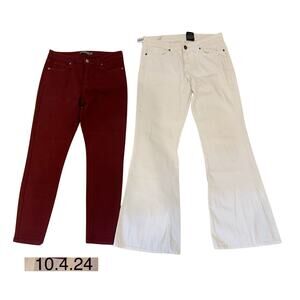 Bundle Women's Jeans, Just USA, Buffalo, Skinny Fit Stretch Flare 28, Red, White